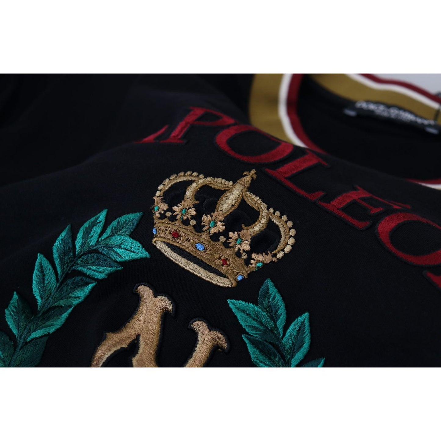 Dolce & Gabbana Black Cotton Embroidered Crewneck T-shirt