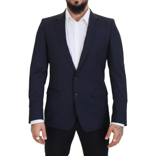 Dolce & Gabbana Dark Blue Wool Single Breasted MARTINI Blazer