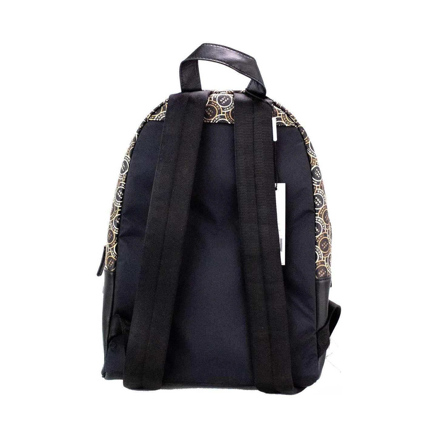 Marc Jacobs Signet Medium Black Logo Printed Leather Shoulder Backpack Bookbag