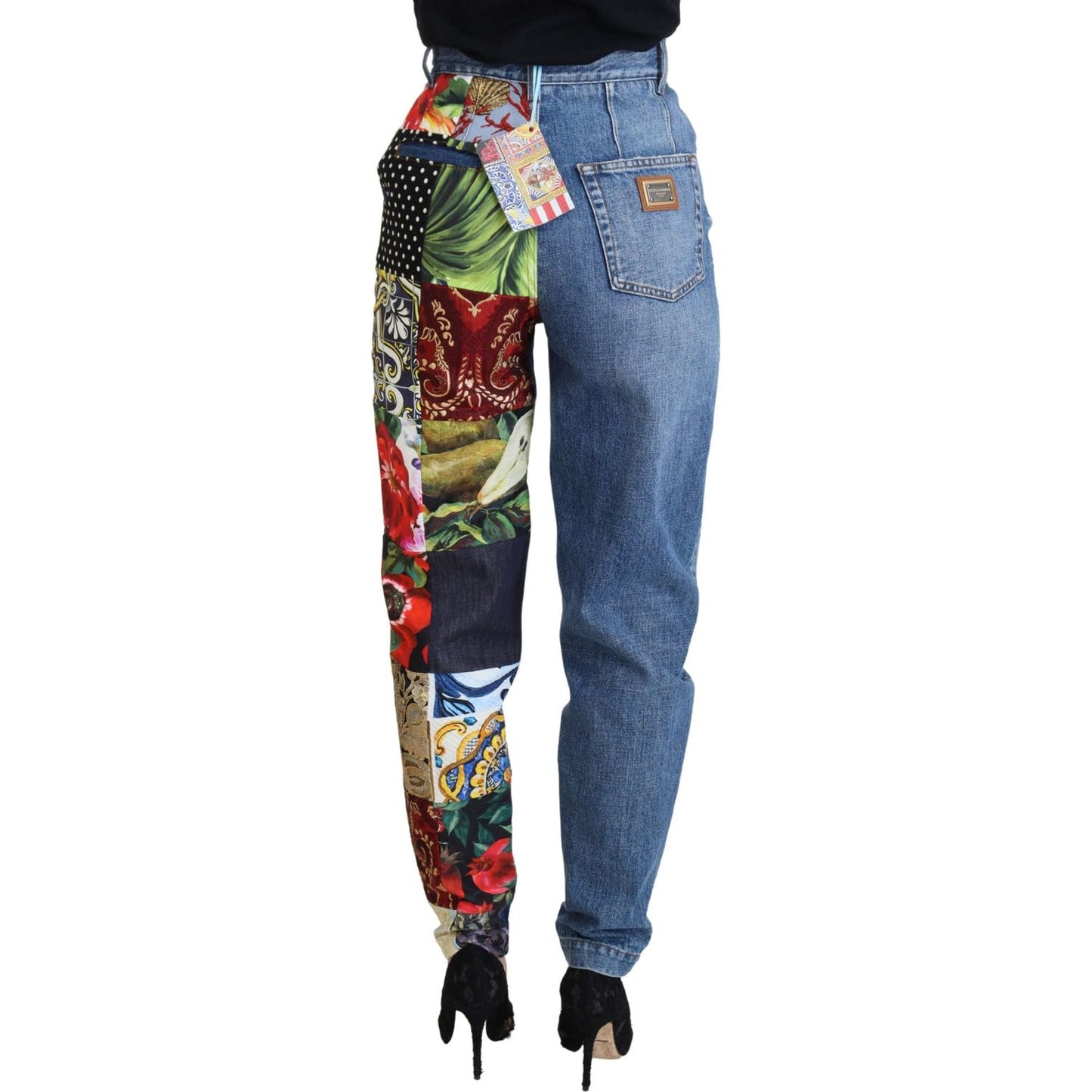 Dolce & Gabbana Blue Jacquard Majolica High Waist Jeans PAN73064 - 36