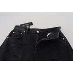 Dolce & Gabbana Black Cotton Tattered High Waist Denim Jeans PAN73081 - 40