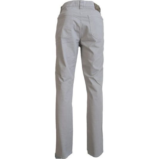 Jeckerson Gray Cotton Tapered Men Casual Pants