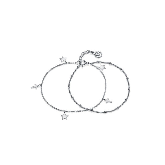 VICEROY JEWELS Mod. 4089P000-00 silver bracelet for ladies with star and cross charms, quartz movement, water resistant to 5 ATM, in official box.