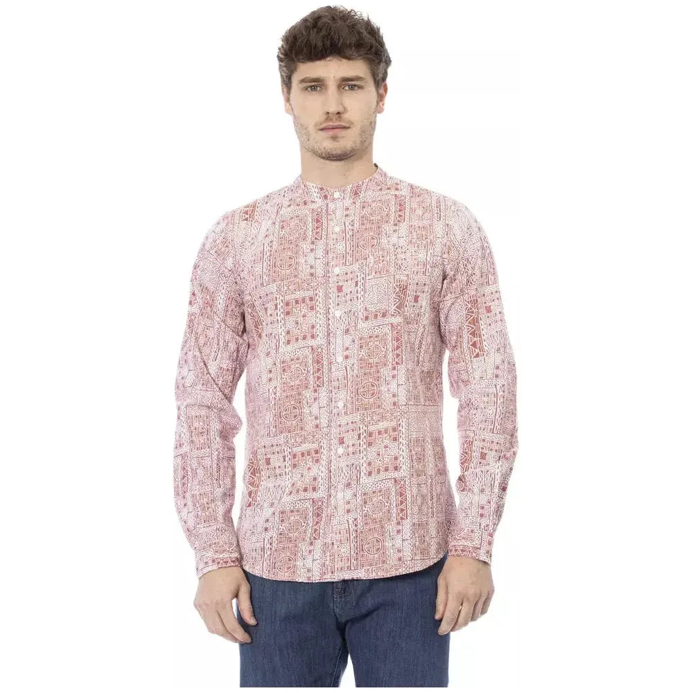 Baldinini Trend Red Cotton Men Shirt Baldinini Trend Thistle