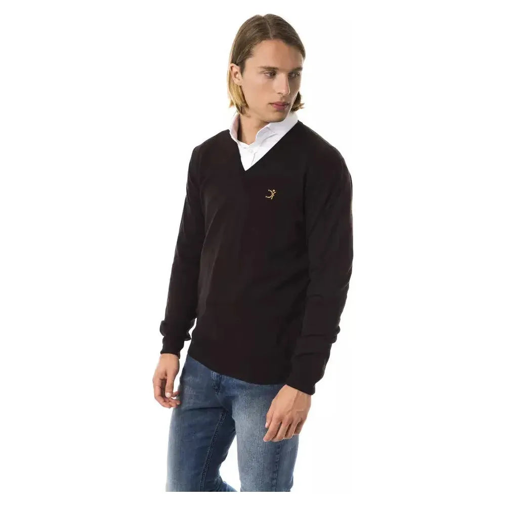 Uominitaliani Brown Merino Wool Men Sweater Uominitaliani Dark Slate Gray