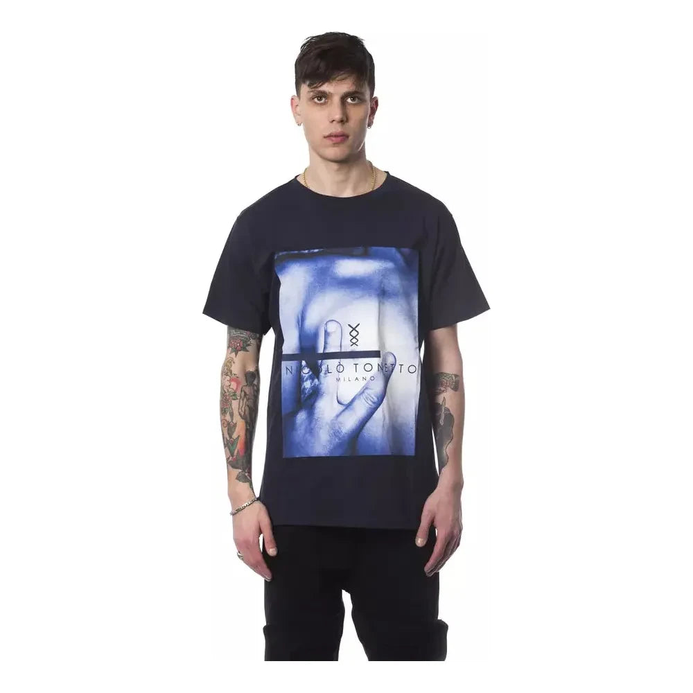 Nicolo Tonetto Blue Cotton Men T-Shirt Nicolo Tonetto Light Gray