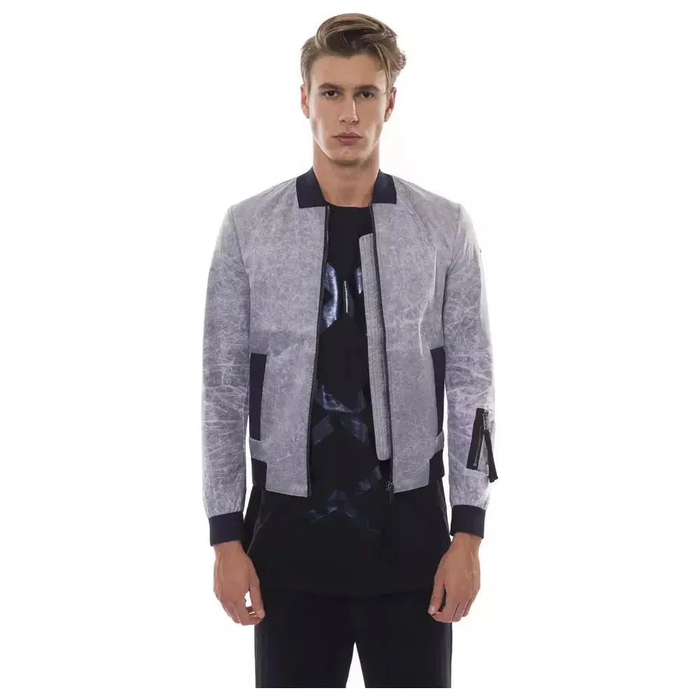 Nicolo Tonetto Gray Polyester Men's Bomber Jacket Coats & Jackets Nicolo Tonetto Slate Gray
