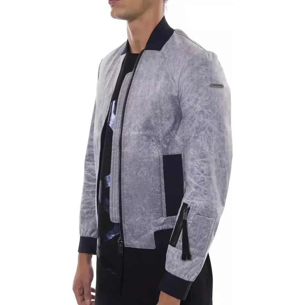 Nicolo Tonetto Gray Polyester Men's Bomber Jacket Coats & Jackets Nicolo Tonetto Light Slate Gray