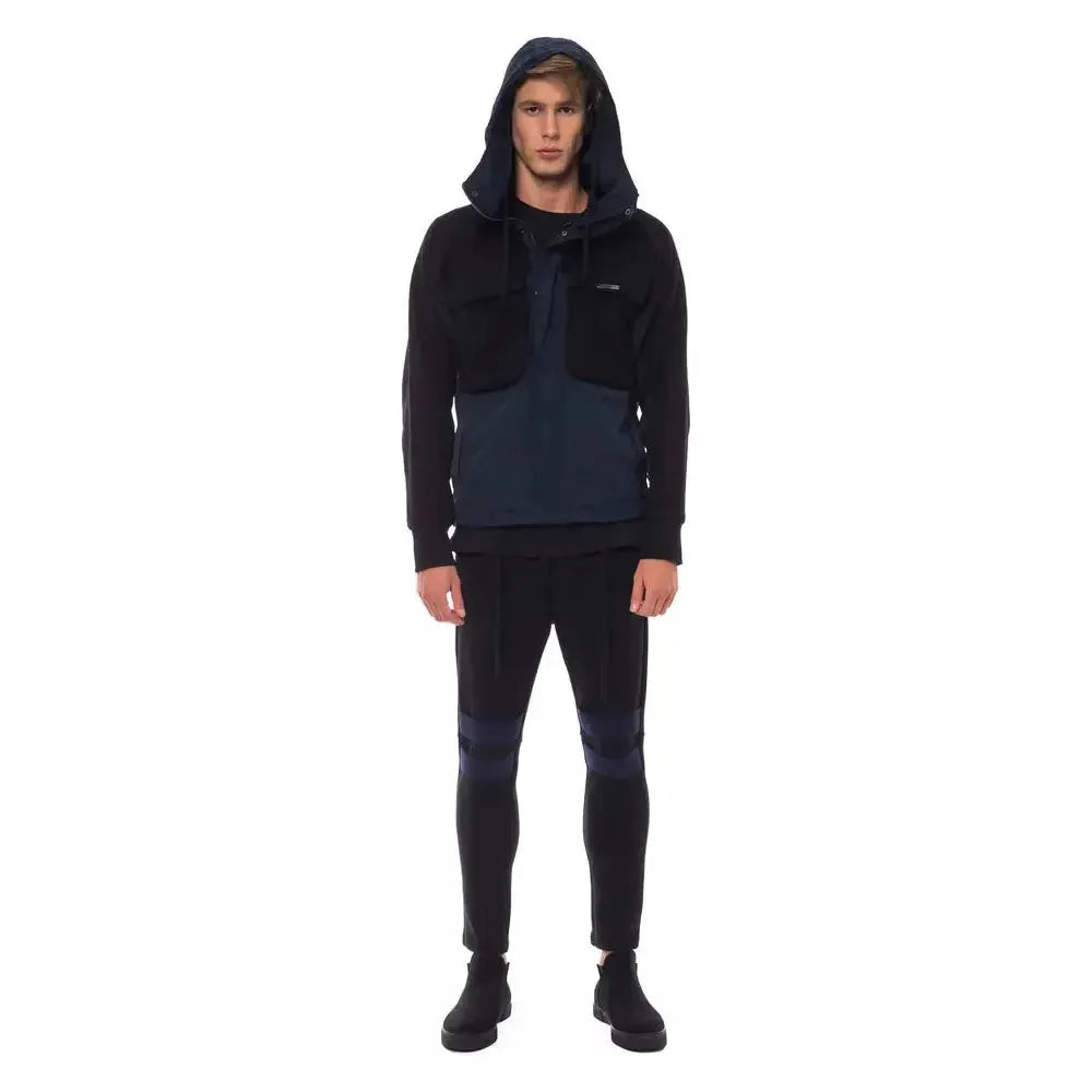 Nicolo Tonetto Black Wool Men's Hooded Jacket Coats & Jackets Nicolo Tonetto Black