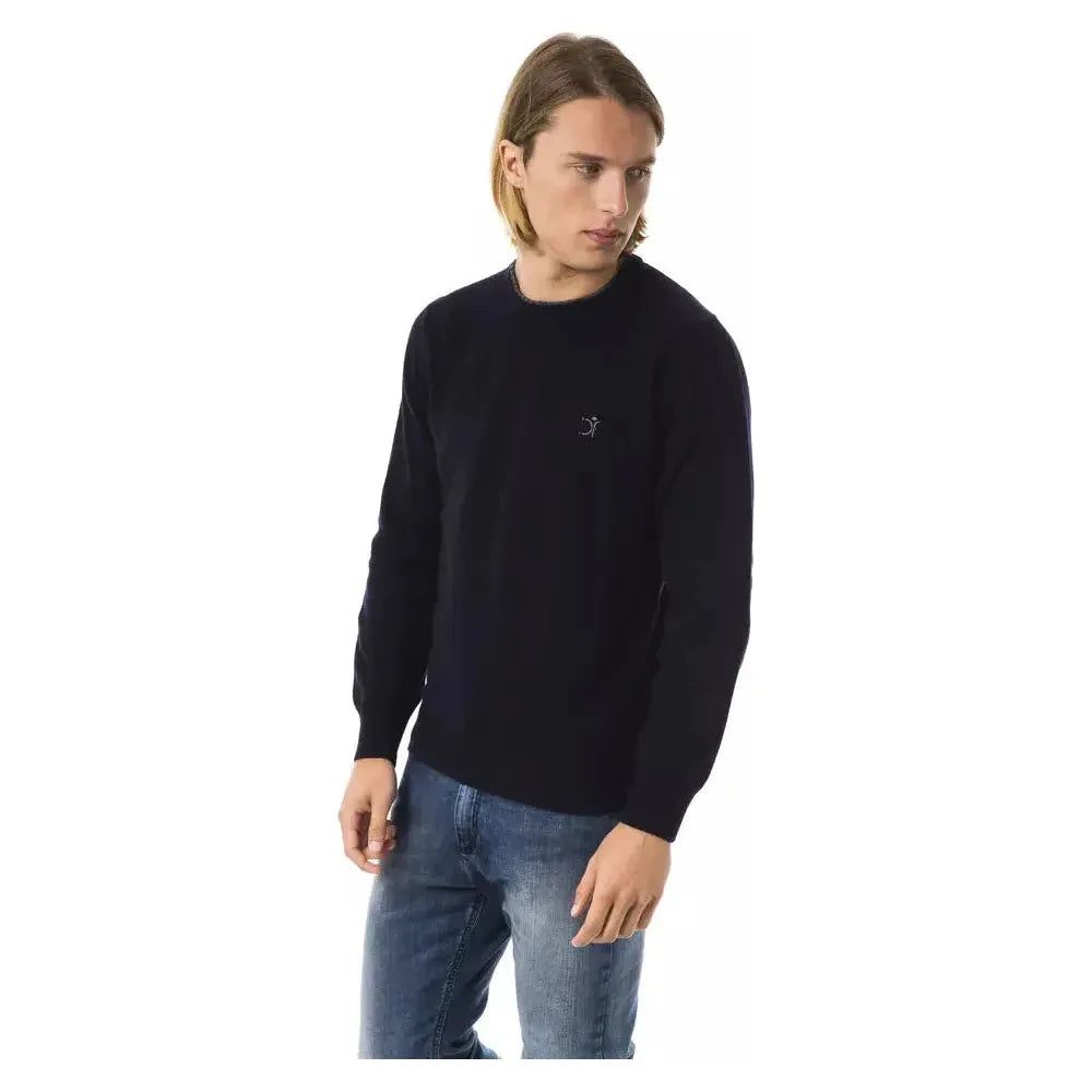 Uominitaliani Blue Wool Men Sweater Uominitaliani Dark Slate Gray