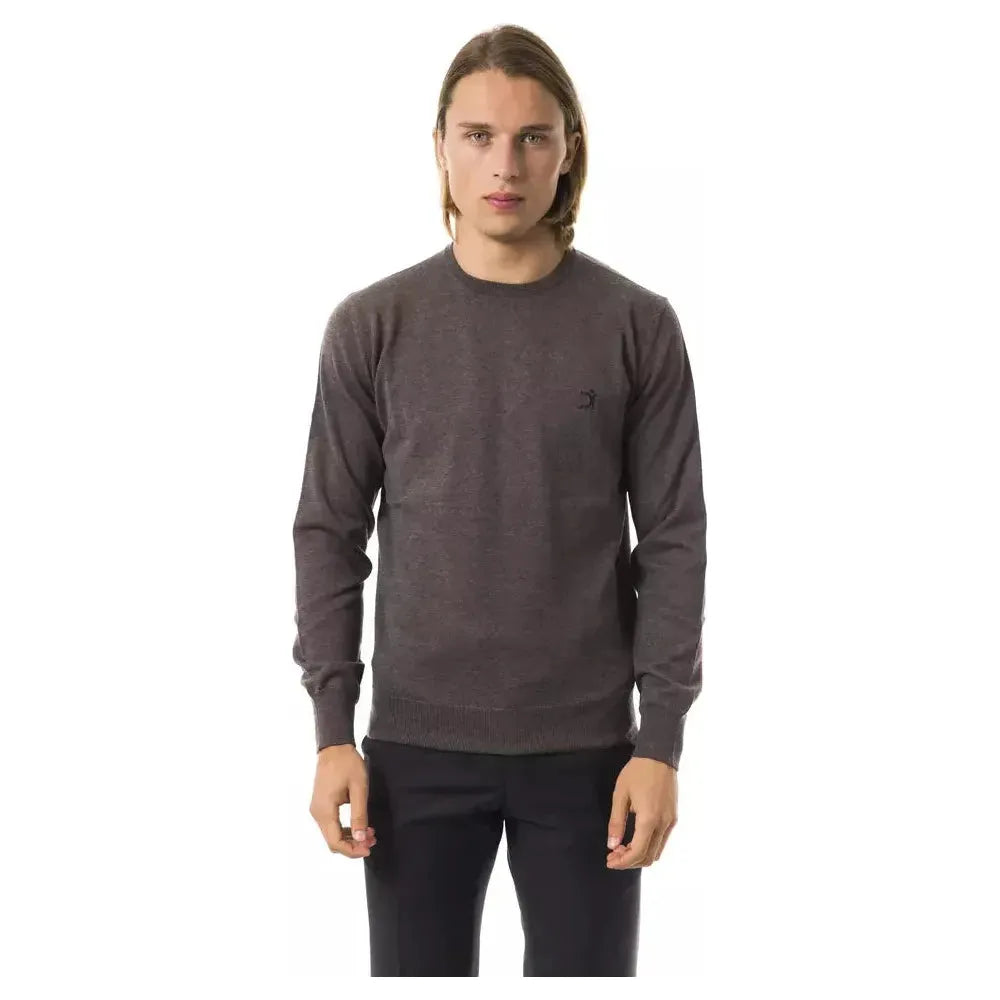 Uominitaliani Gray Merino Wool Men Sweater Uominitaliani Dark Slate Gray