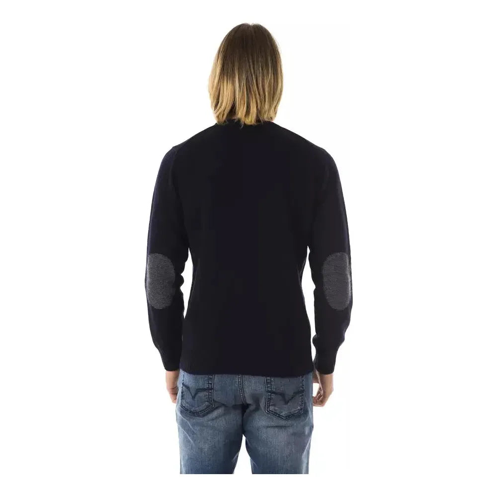 Uominitaliani Blue Wool Men Sweater Uominitaliani Dark Slate Gray
