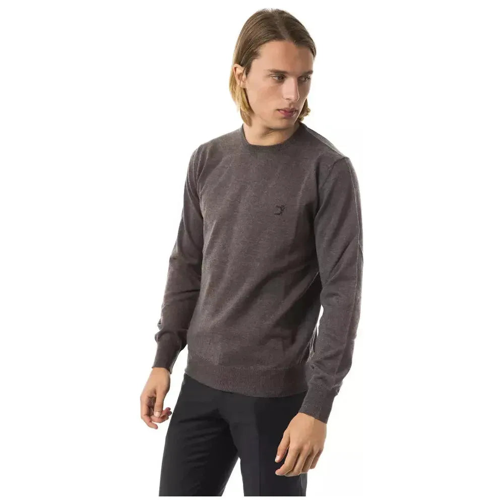 Uominitaliani Gray Merino Wool Men Sweater Uominitaliani Dark Slate Gray