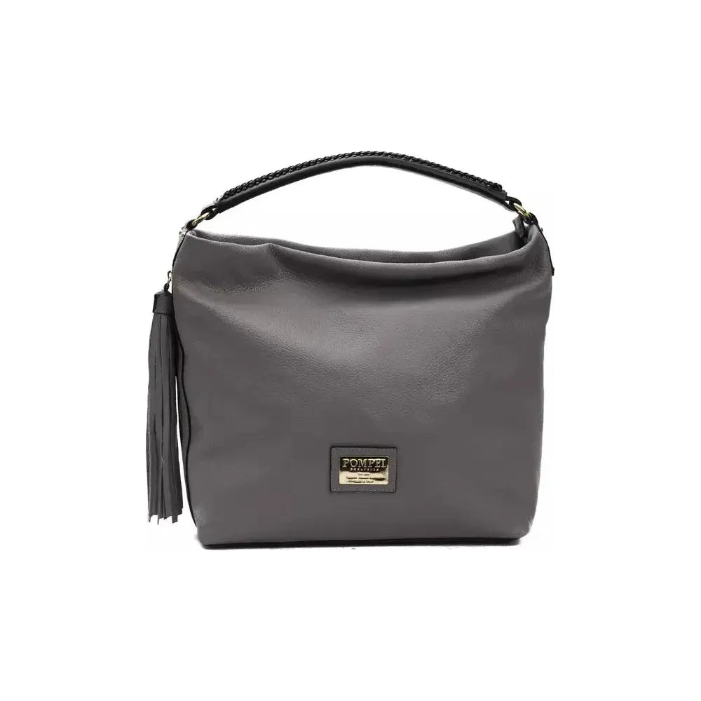Pompei Donatella Gray Leather Women Shoulder Bag PO-5800