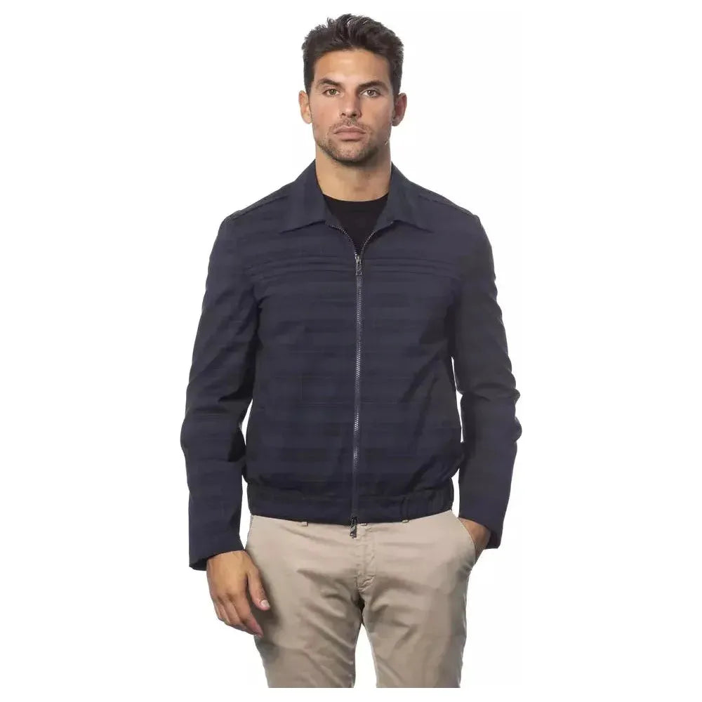 Verri Blue Wool Men Bomber Jacket Coats & Jackets Verri Dark Slate Gray