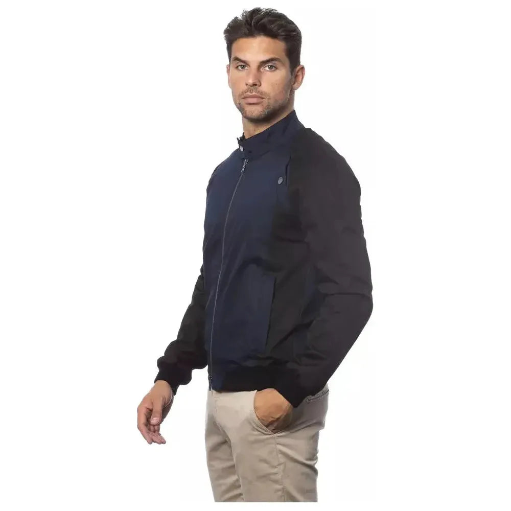 Verri Blue Cotton Men Bomber Jacket Coats & Jackets Verri Dark Slate Gray