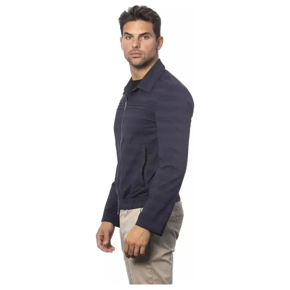 Verri Blue Wool Men Bomber Jacket Coats & Jackets Verri Dark Slate Gray
