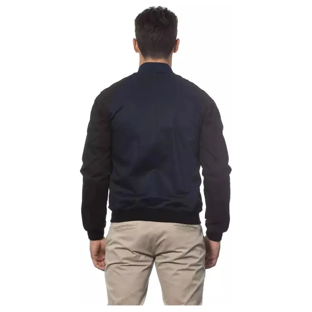 Verri Blue Cotton Men Bomber Jacket Coats & Jackets Verri Dark Slate Gray