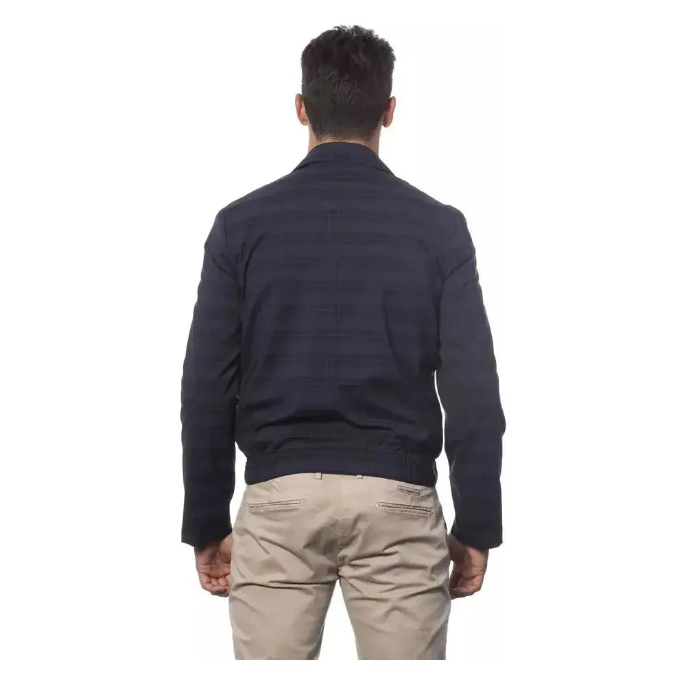 Verri Blue Wool Men Bomber Jacket Coats & Jackets Verri Dark Slate Gray