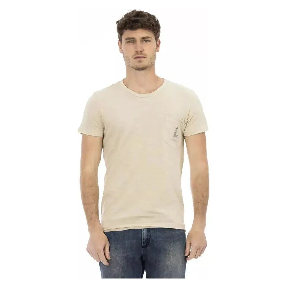 Trussardi Action Beige Cotton Men T-Shirt Trussardi Action Light Gray