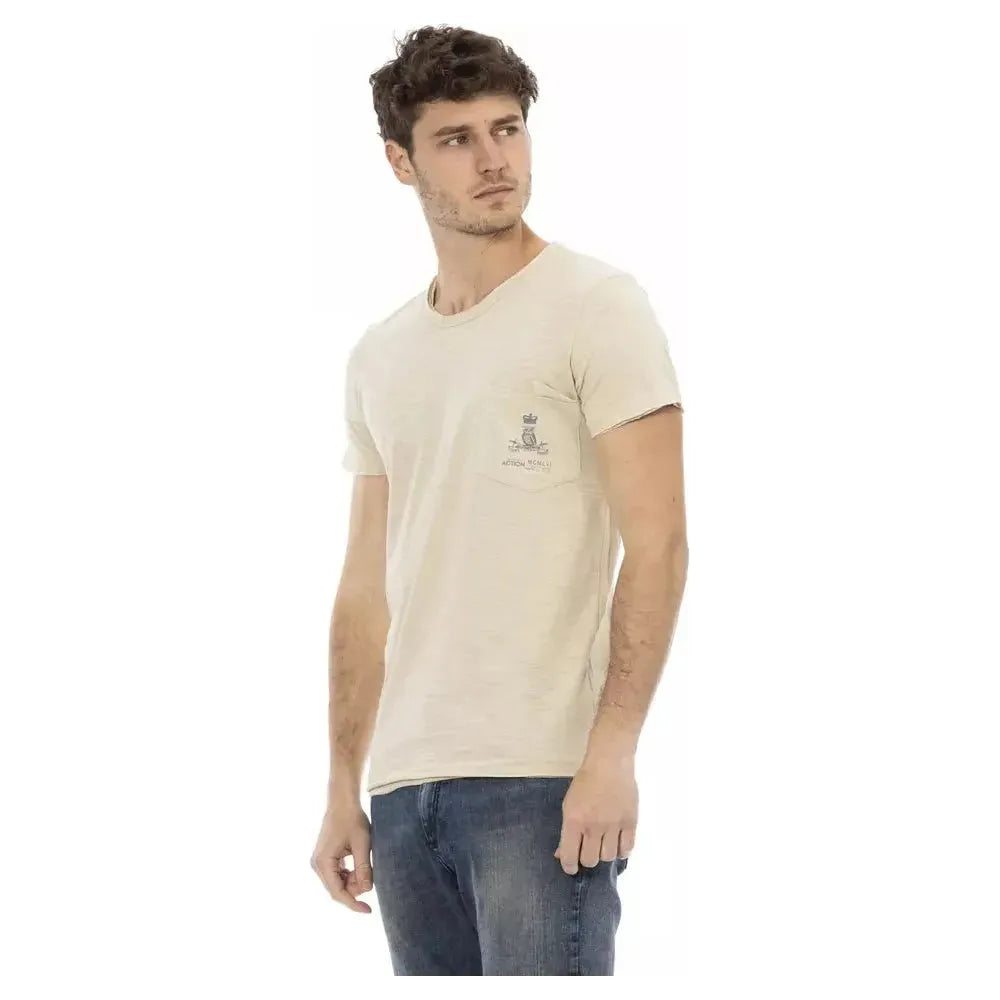 Trussardi Action Beige Cotton Men T-Shirt Trussardi Action Gray