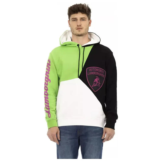 Automobili Lamborghini White Cotton Men's Hooded Sweater