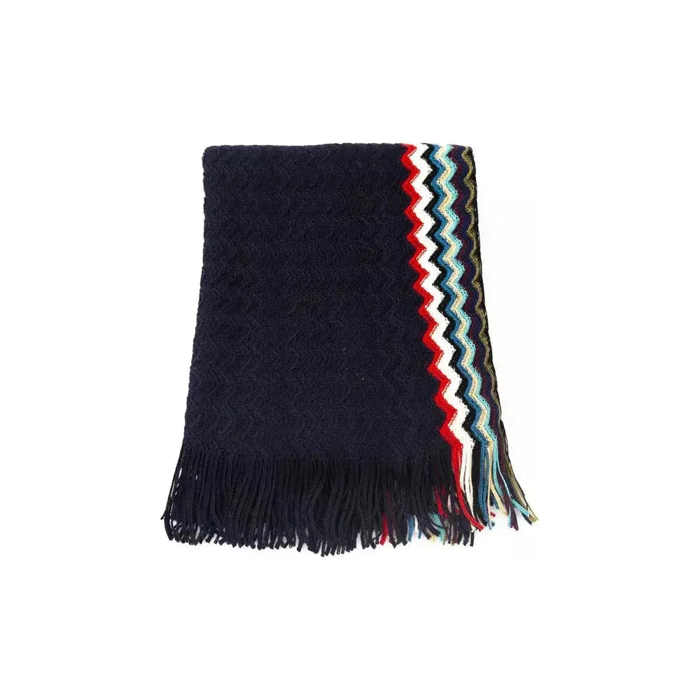 Missoni Black Wool Men Scarf Missoni Black