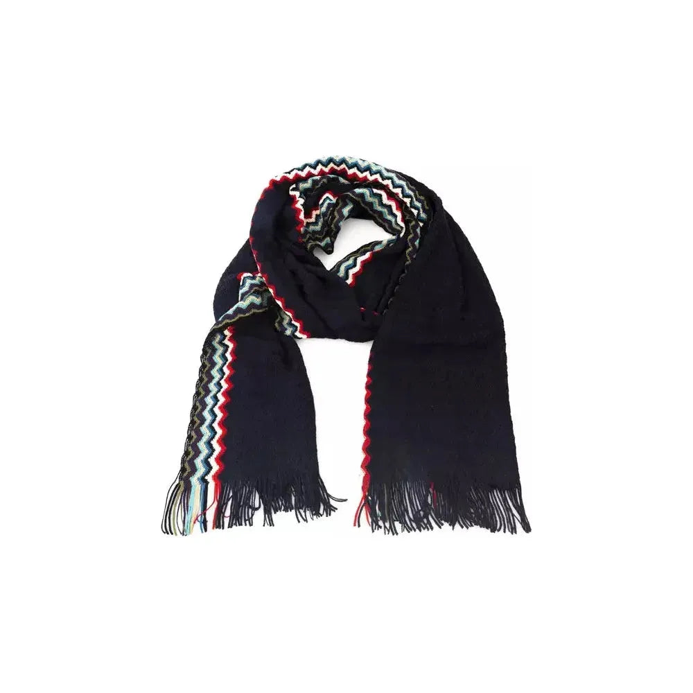 Missoni Black Wool Men Scarf Missoni Black