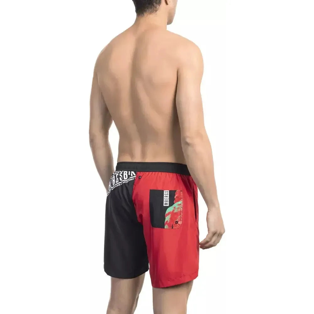 Bikkembergs Red Polyester Men Swim Short Bikkembergs Rosy Brown