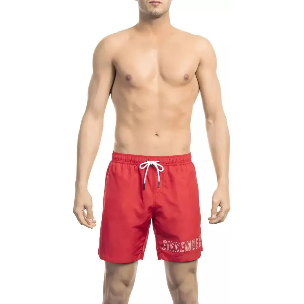 Bikkembergs Red Polyester Men Swim Short Bikkembergs Tan