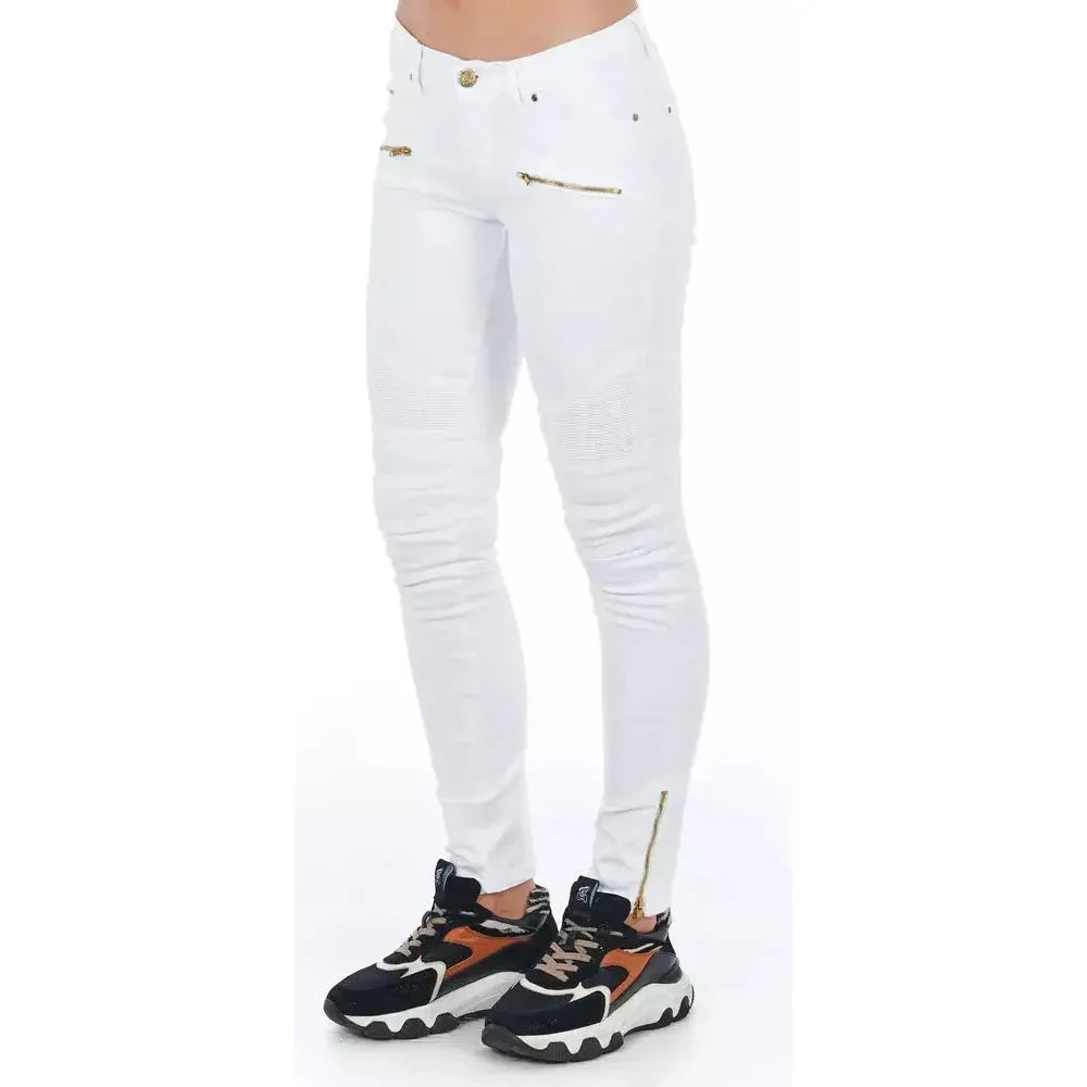 Frankie Morello White Cotton Women Jeans Frankie Morello Lavender