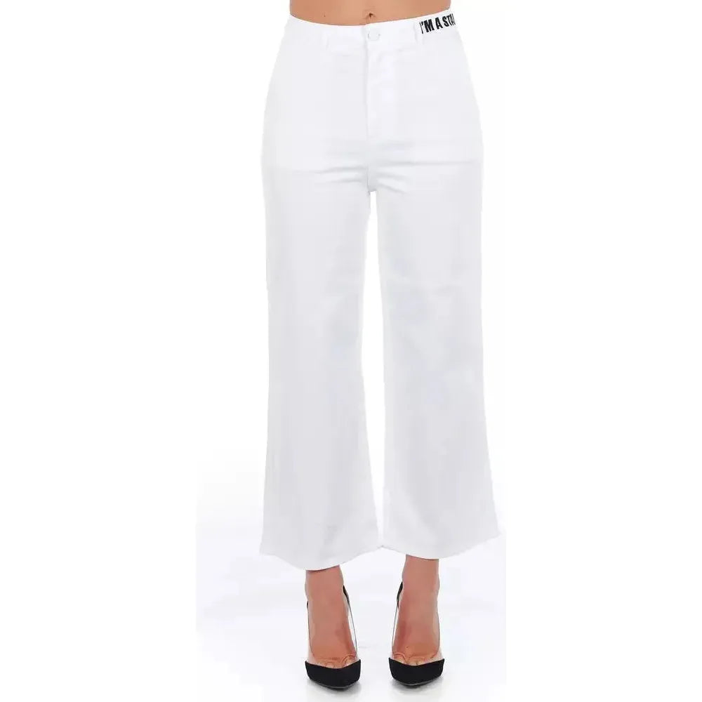 Frankie Morello White Cotton Women's Cropped Trouser Frankie Morello Lavender