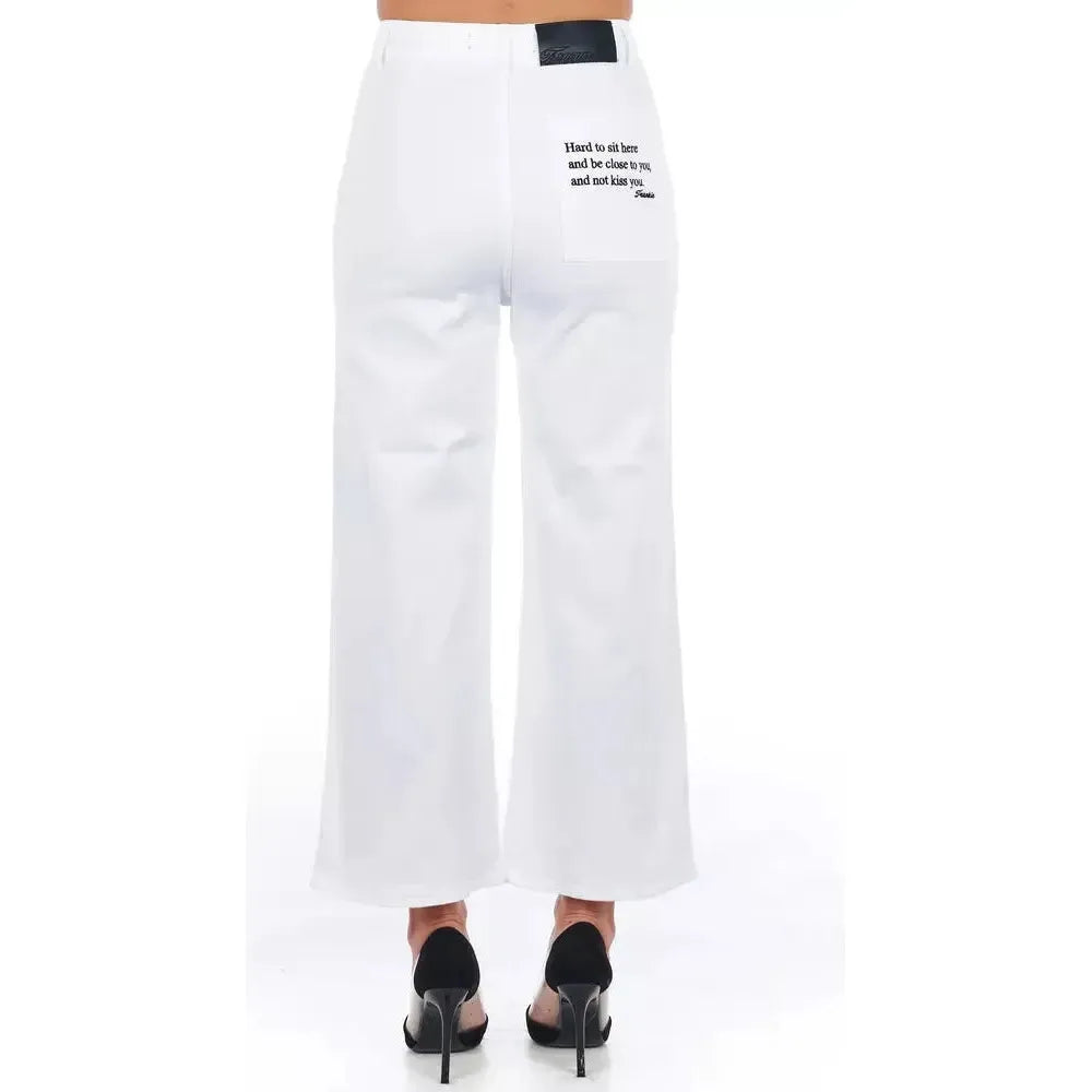 Frankie Morello White Cotton Women's Cropped Trouser Frankie Morello Lavender