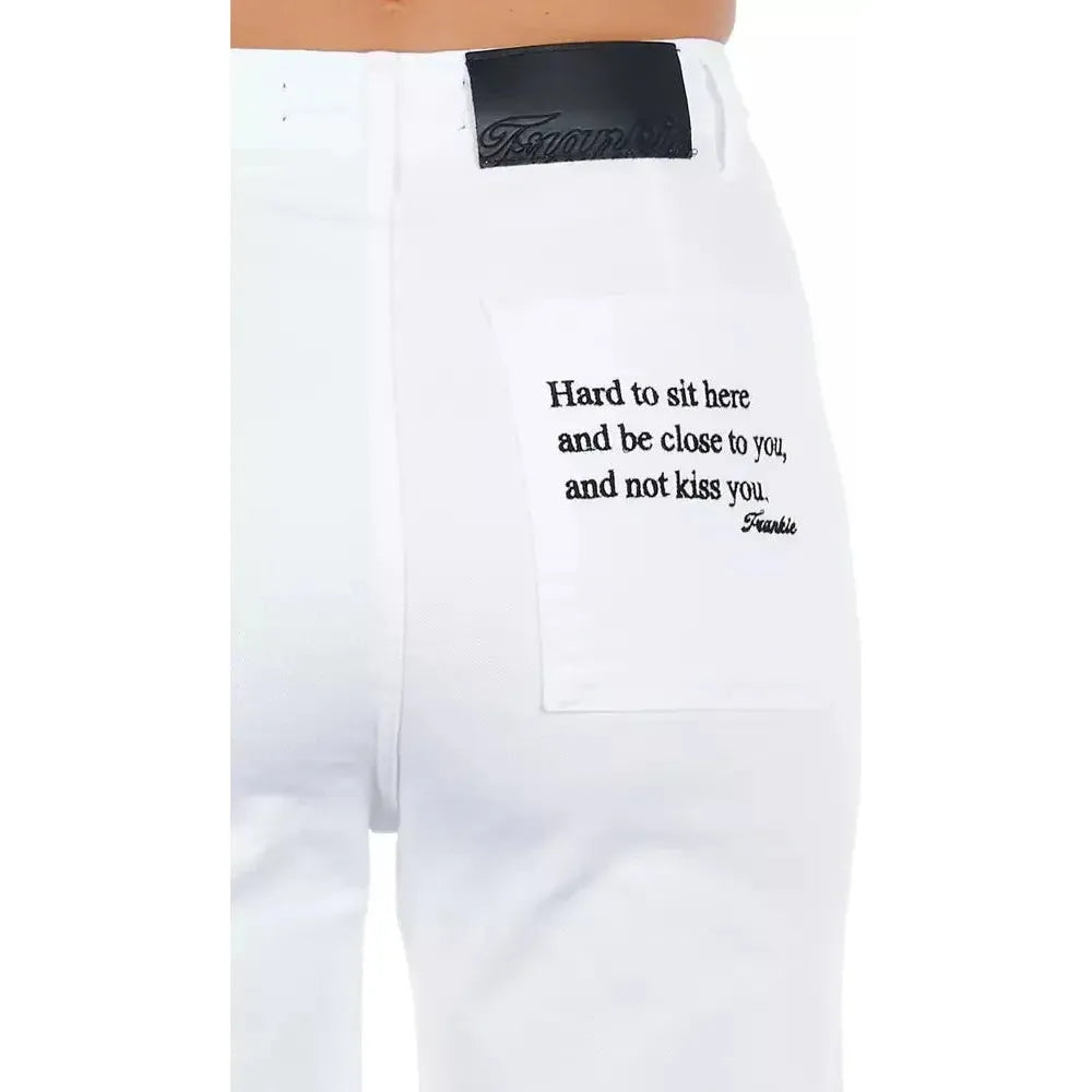 Frankie Morello White Cotton Women's Cropped Trouser Frankie Morello Lavender