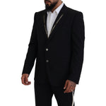 Dolce & Gabbana Black Wool Stretch Slim Fit Jacket Blazer KOS2105- 52