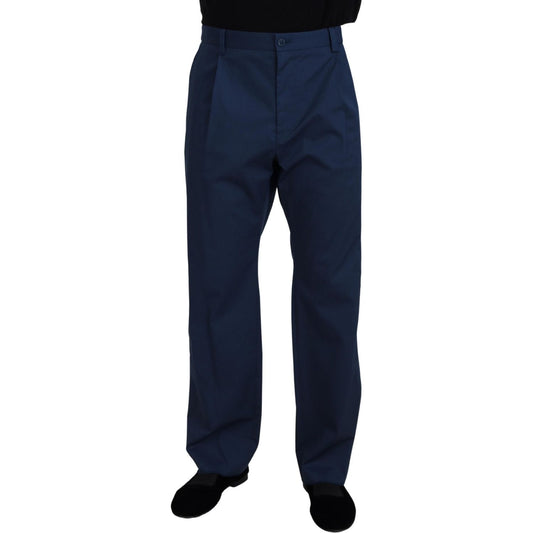 Dolce & Gabbana Blue Cotton Straight Fit Pants