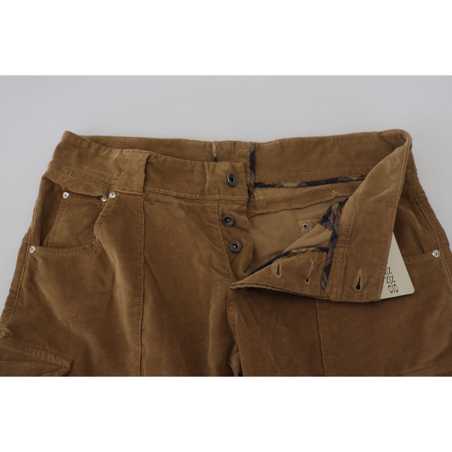Ermanno Scervino Brown Cotton Corduroy Cargo Pants