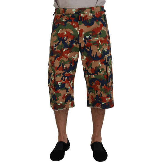 Dolce & Gabbana Multicolor Cotton Camouflaged Cargo Shorts