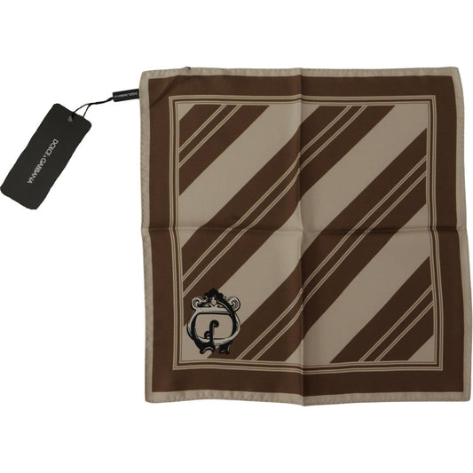 Dolce & Gabbana Brown Stripes DG Logo Square Mens Handkerchief Scarf