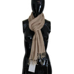 Costume National Beige Cotton Shawl Foulard Fringe Scarf MS6872