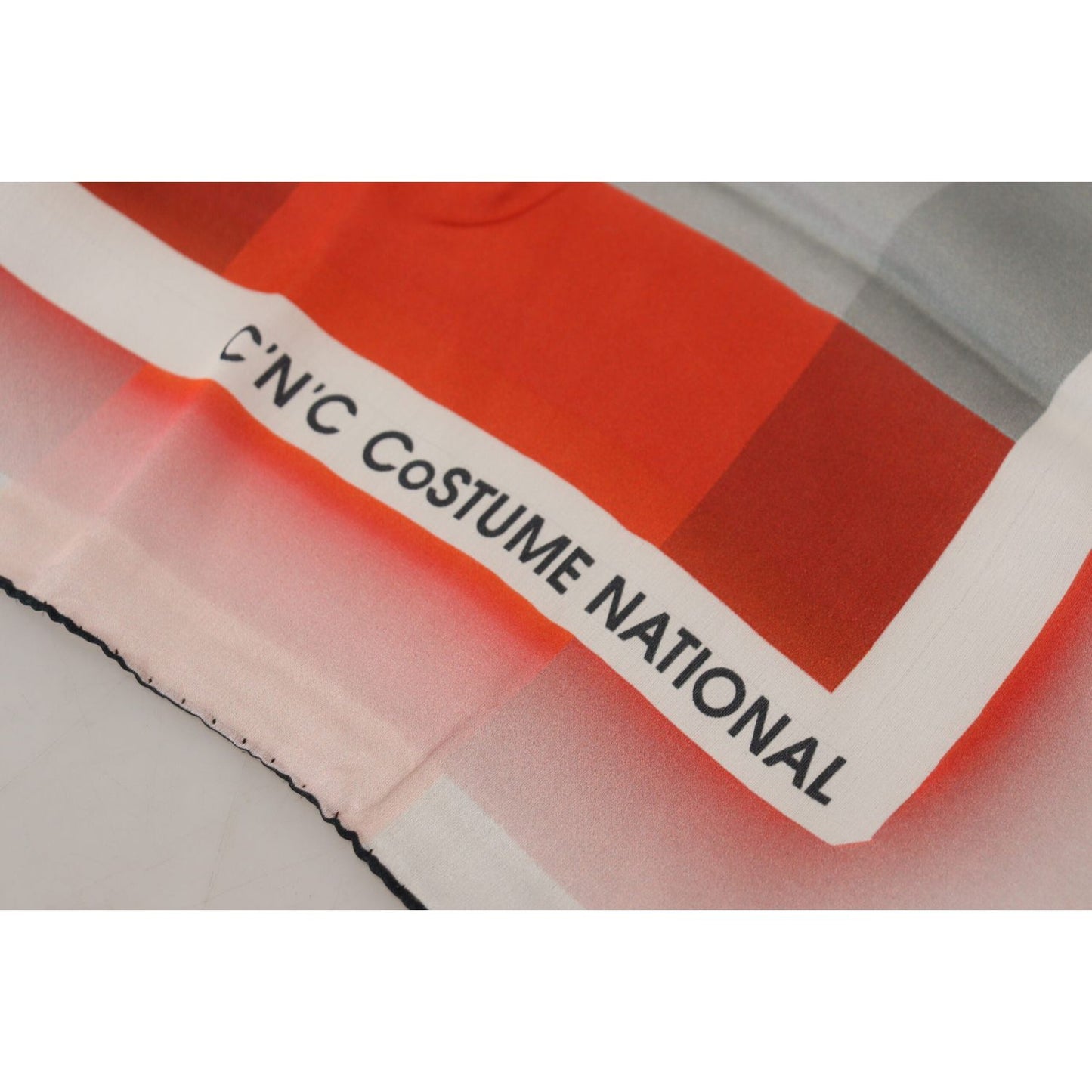 Costume National Gray Red Shawl Foulard Wrap Scarf