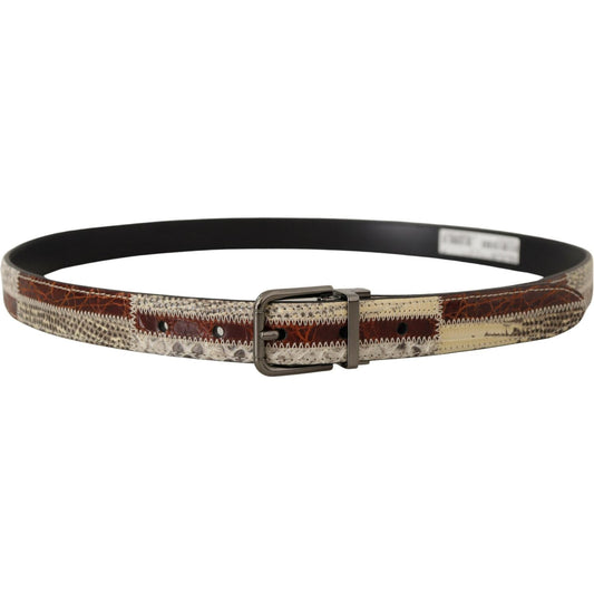 Dolce & Gabbana Multicolor Exotic Leather Patchwork Metal Belt
