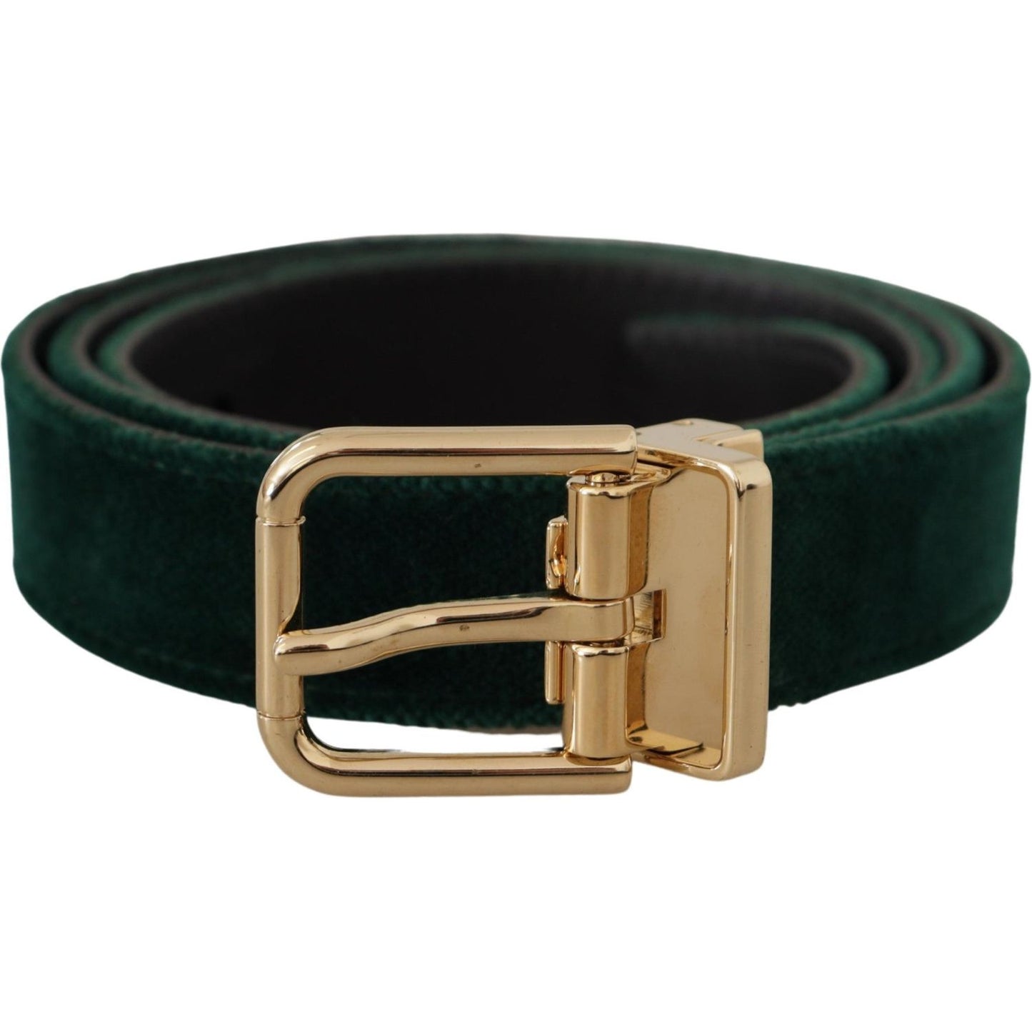 Dolce & Gabbana Emerald Velvet Designer Belt with Golden Buckle Dolce & Gabbana Rosy Brown