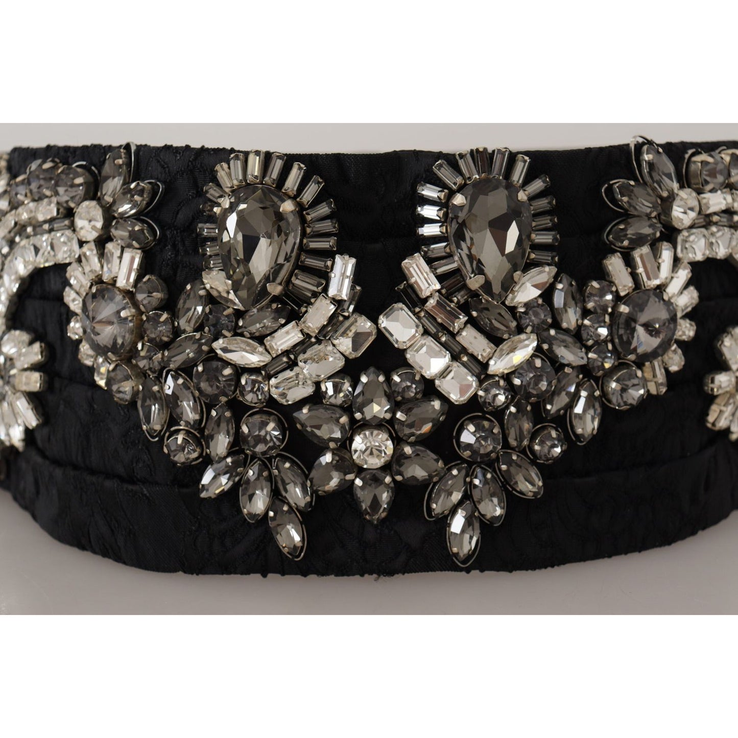 Dolce & Gabbana Elegant Rhinestone-Embellished Silk Belt Dolce & Gabbana Black