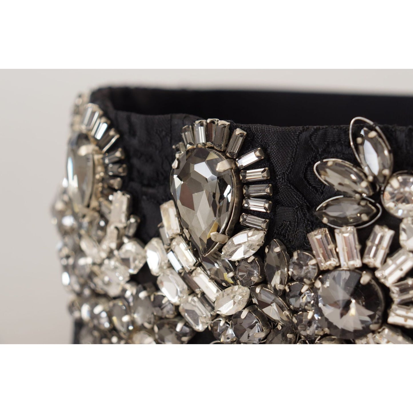 Dolce & Gabbana Elegant Rhinestone-Embellished Silk Belt Dolce & Gabbana Gray