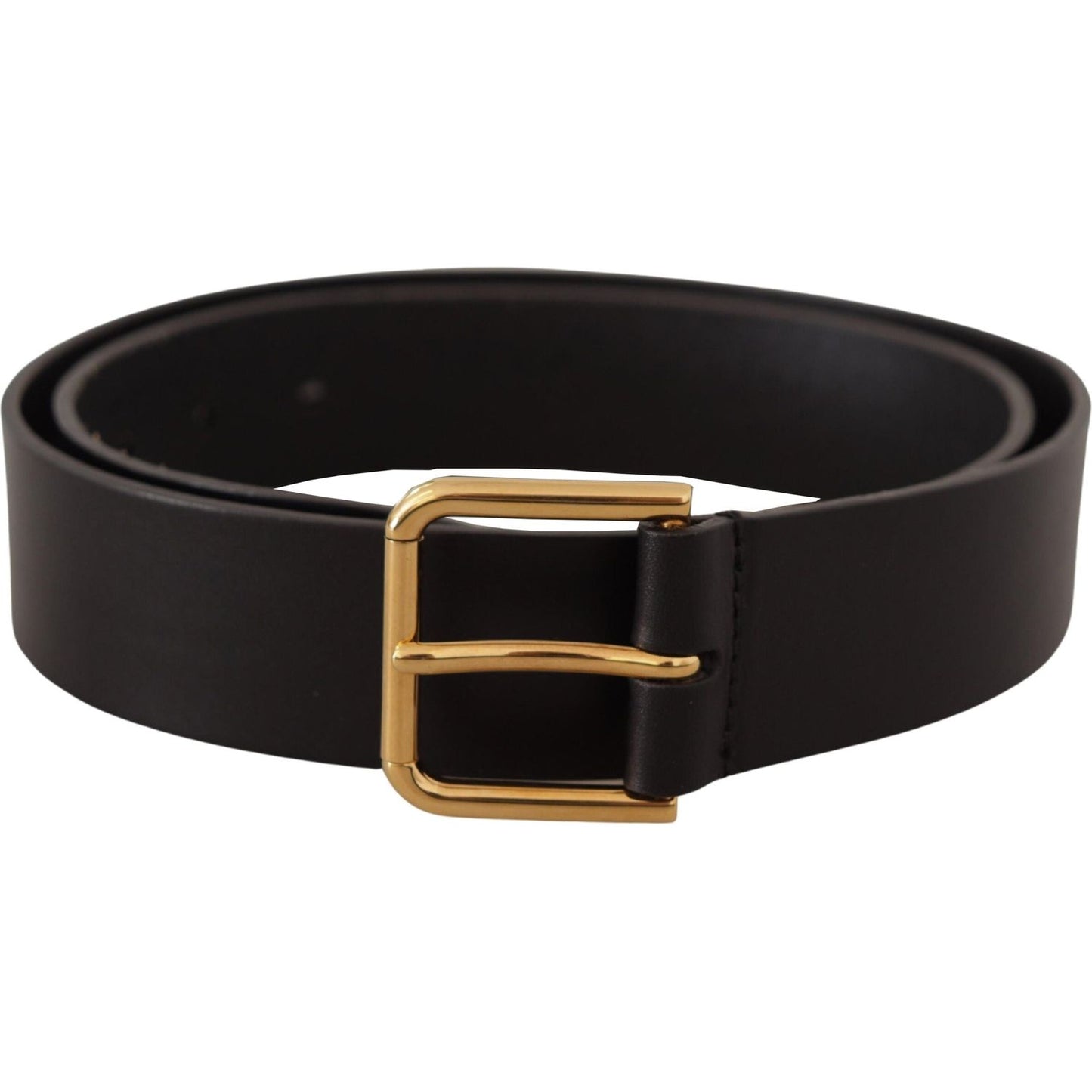Dolce & Gabbana Elegant Black Leather Belt with Gold-Tone Buckle Dolce & Gabbana Black