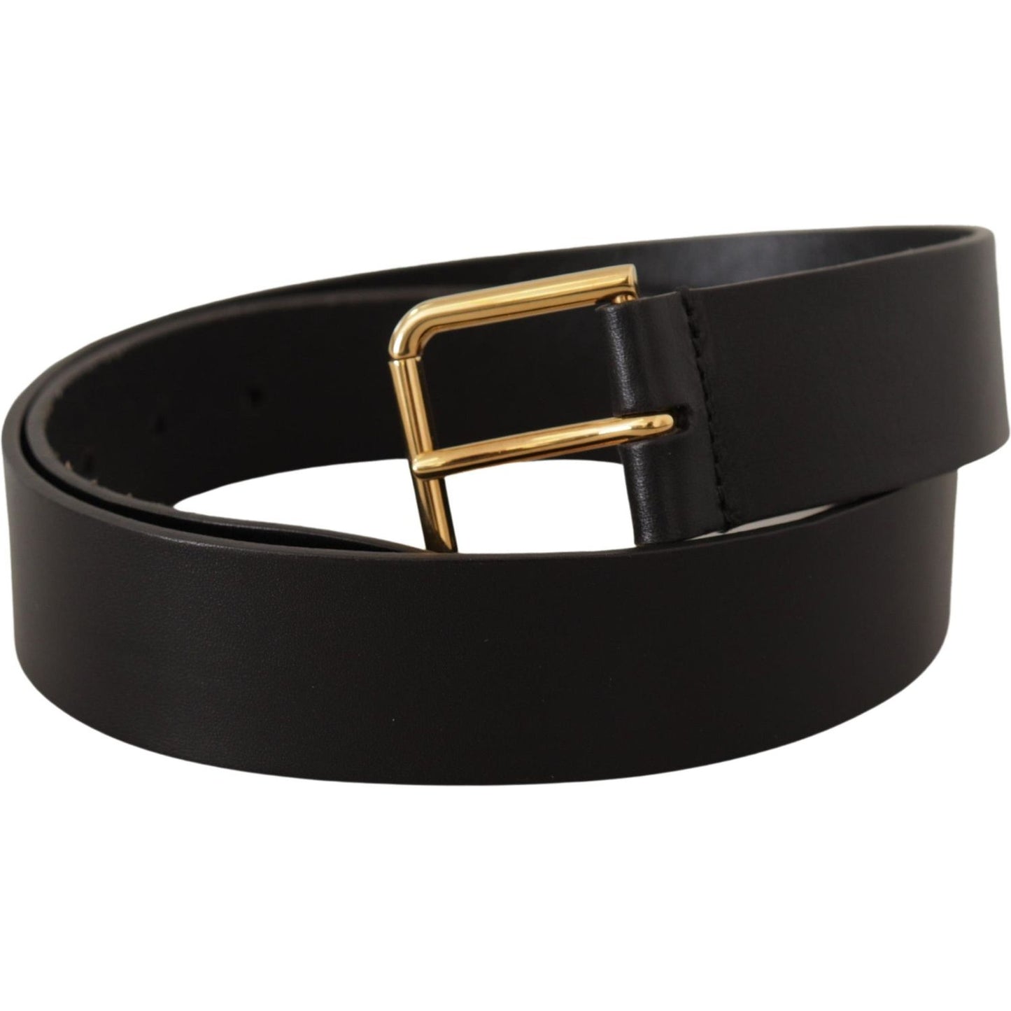 Dolce & Gabbana Elegant Black Leather Belt with Gold-Tone Buckle Dolce & Gabbana Black