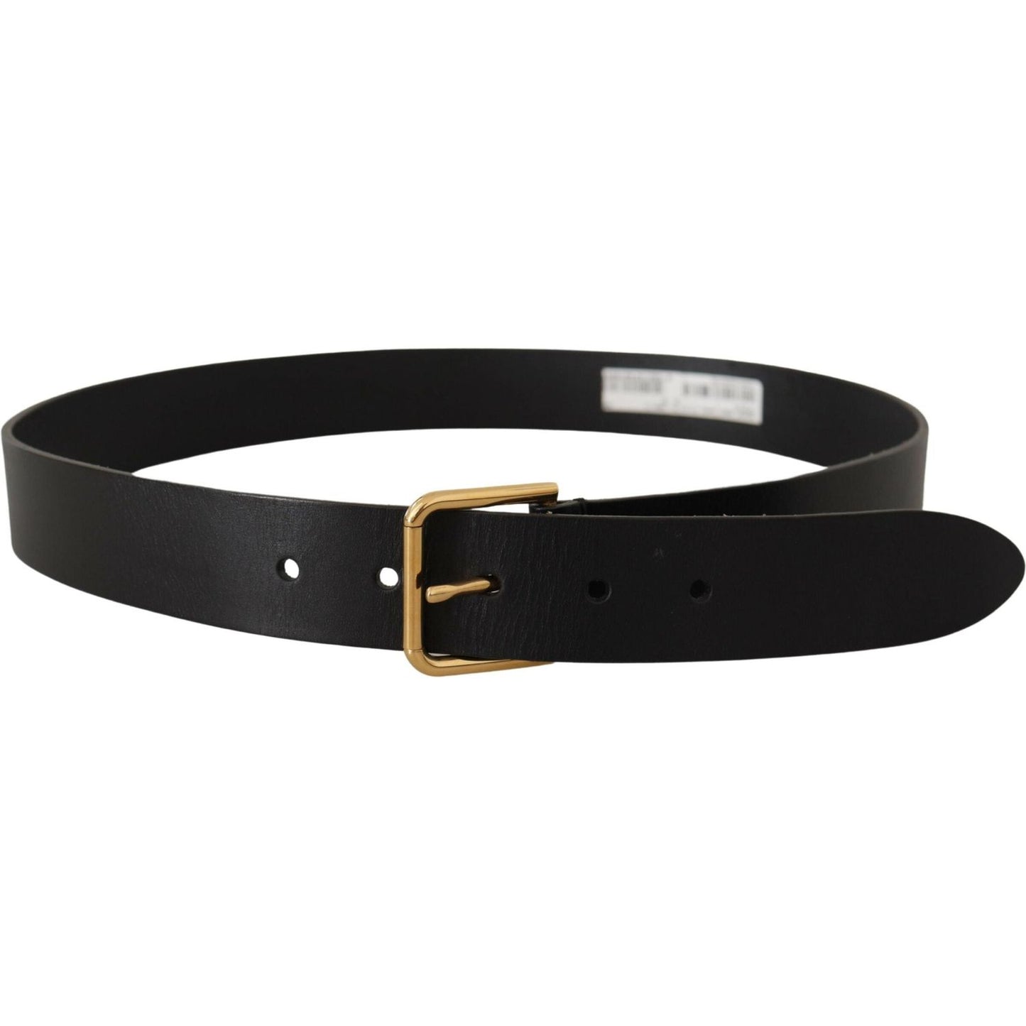 Dolce & Gabbana Elegant Black Leather Belt with Gold-Tone Buckle Dolce & Gabbana Black