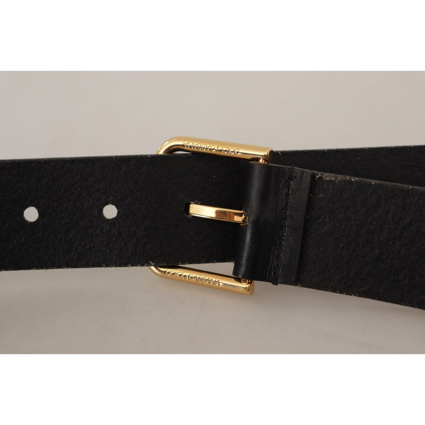 Dolce & Gabbana Elegant Black Leather Belt with Gold-Tone Buckle Dolce & Gabbana Black