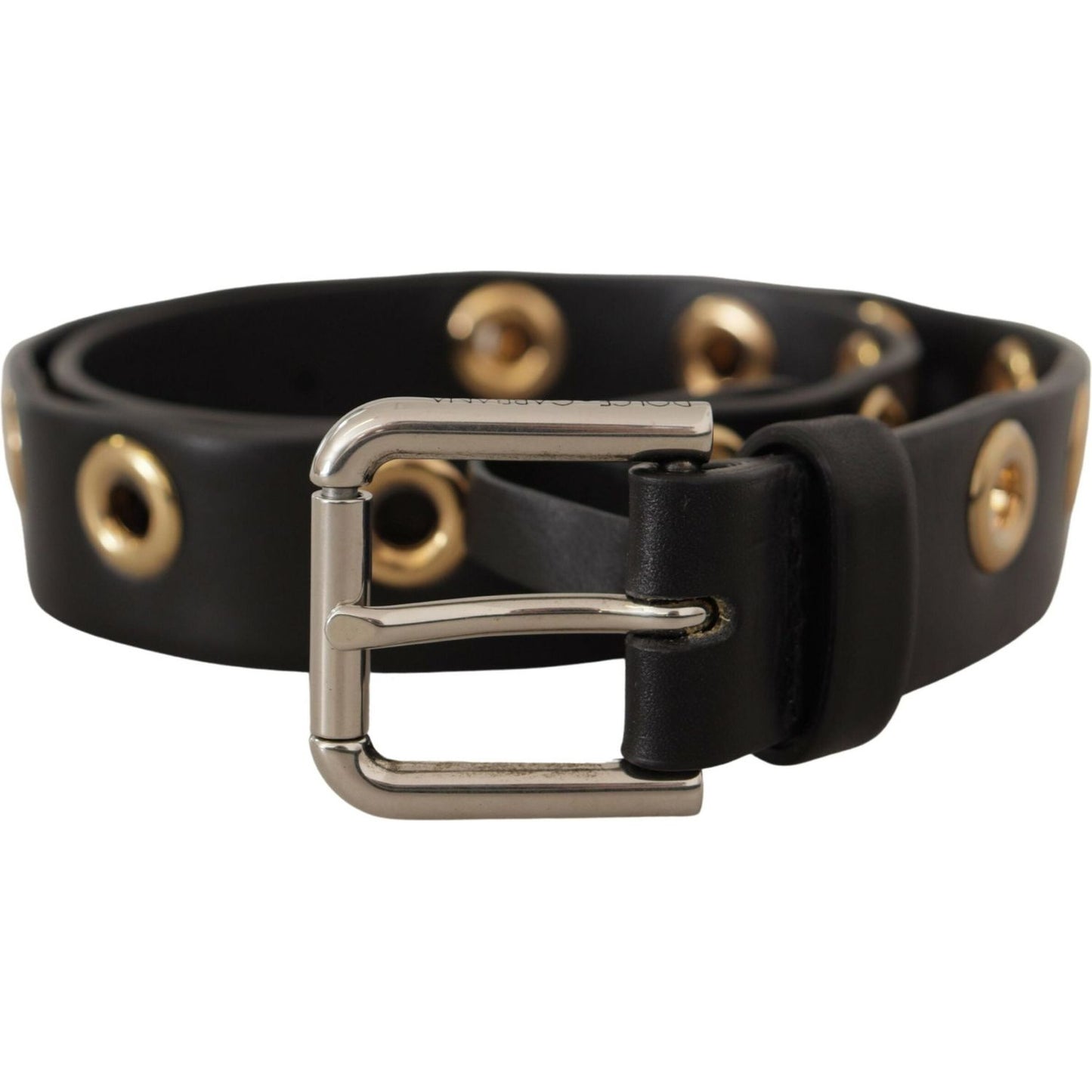Dolce & Gabbana Chic Black Leather Belt with Engraved Buckle Dolce & Gabbana Black